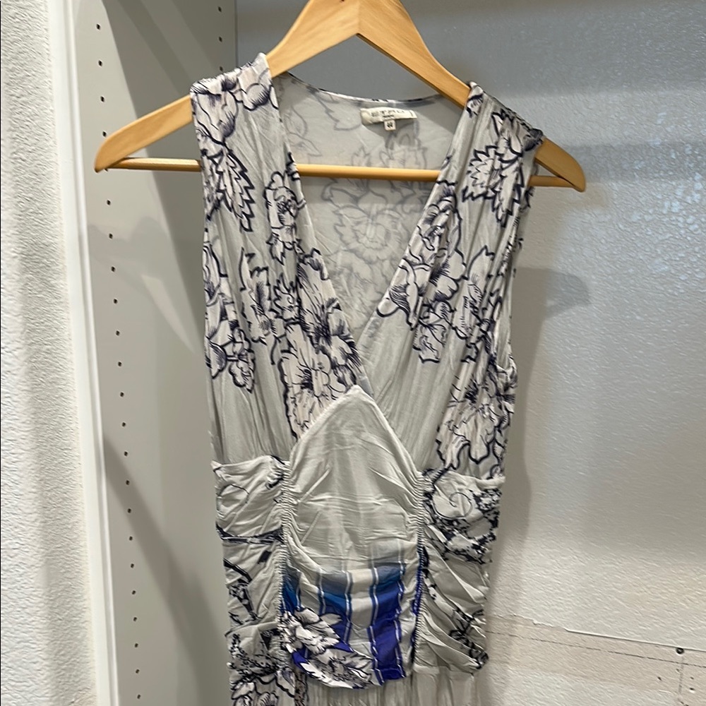Floral Maxi Dress in Gray and Blue